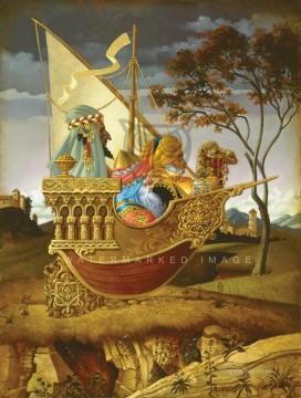 Trois hommes sages dans un bateau fantaisie Peinture à l'huile